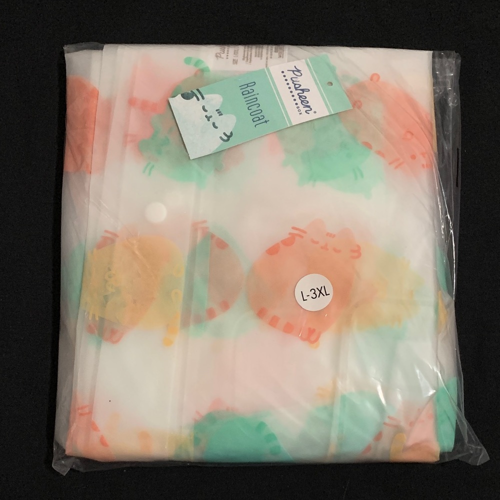 NWT Pusheen Raincoat Pastel Kitties Print L-3X